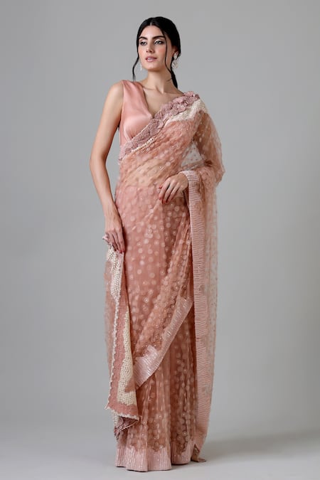 Geisha Designs Aya Rafflesia Pollen Embroidered Saree Set 