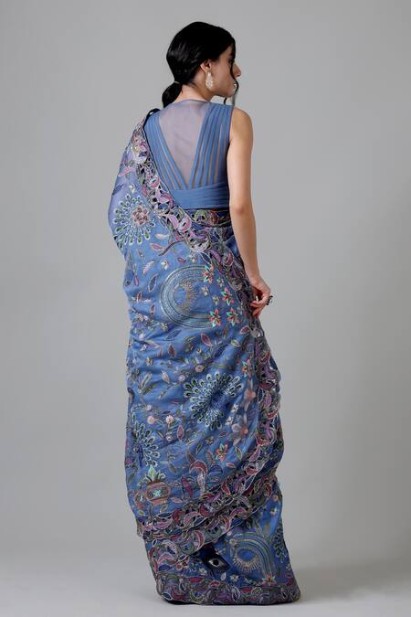 Geisha Designs Matilda Mughal Fleur Embroidered Saree Set 