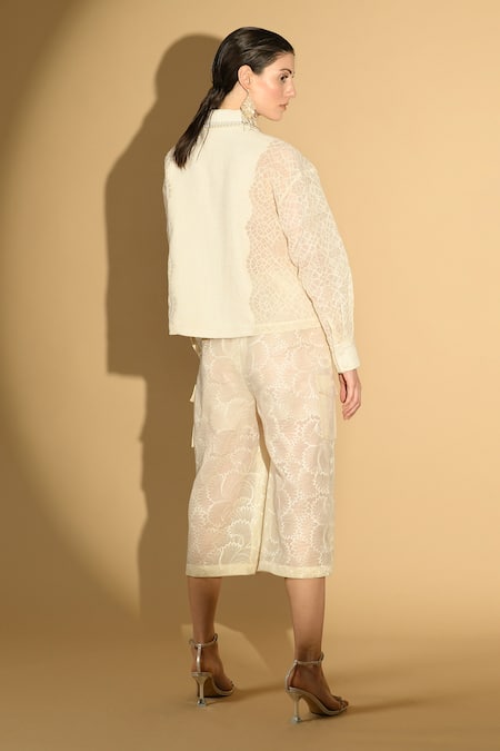 Geisha Designs Winona Embellished Collar Shacket & Culottes Set 