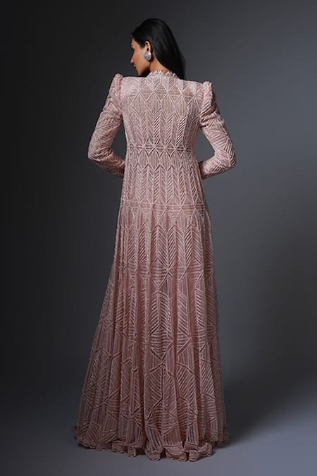 Shop Ritika Mirchandani Pink Crepe Embroidery Crystal Jacket Leleh Abstract Sharara Set at Aza Fashions Shop_Ritika Mirchandani_Pink Crepe Embroidery Crystal Jacket Leleh Abstract Sharara Set _at_Aza_Fashions