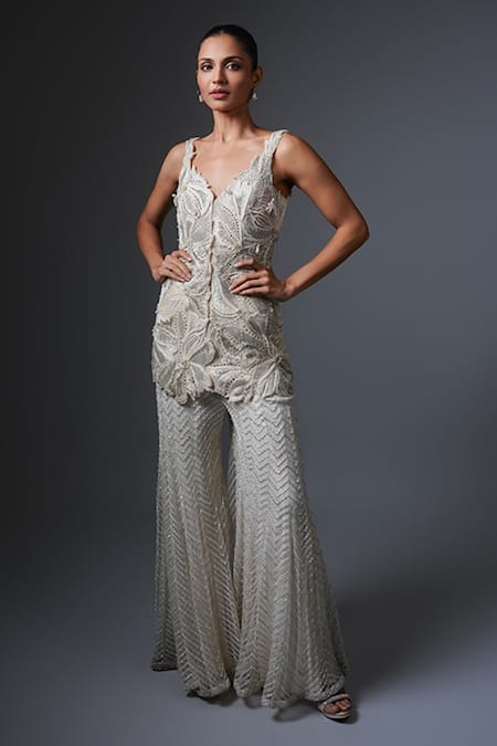 Ritika Mirchandani Ivory Net, Crepe, Georgette Crystals, Nima Floral Kurta Sharara Set Online at Aza Fashions Ritika Mirchandani_Ivory Net, Crepe, Georgette Crystals, Nima Floral Kurta Sharara Set _Online_at_Aza_Fashions