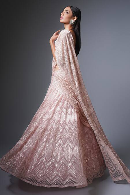 Buy Ritika Mirchandani Pink Net, Crepe, Denim, Georgette Crystals, Setareh Lehenga Saree With Blouse Online at Aza Fashions Buy_Ritika Mirchandani_Pink Net, Crepe, Denim, Georgette Crystals, Setareh Lehenga Saree With Blouse _Online_at_Aza_Fashions