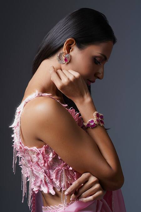 Buy Ritika Mirchandani Pink Net, Crepe, Georgette Embroidery, Shiraz Applique Blouse And Saree Set Online at Aza Fashions Buy_Ritika Mirchandani_Pink Net, Crepe, Georgette Embroidery, Shiraz Applique Blouse And Saree Set _Online_at_Aza_Fashions