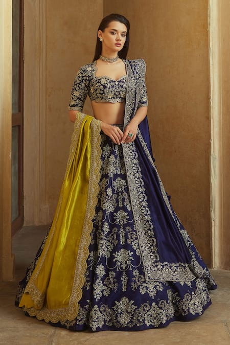 Royal Blue Silk Lehenga Choli Designer Wedding Wear Lengha Indian Lahanga  Saree | eBay