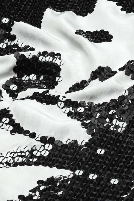 Abraham And Thakore Black Silk Sequins, Embroidery Round Neck Printed And Top at Aza Fashions Abraham And Thakore_Black Silk Sequins, Embroidery Round Neck Printed And Top_at_Aza_Fashions