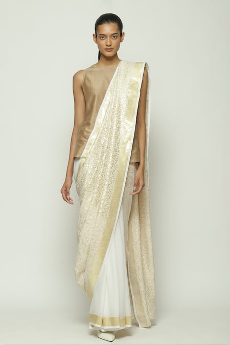 Abraham & Thakore Circular Pattern Silk Saree 