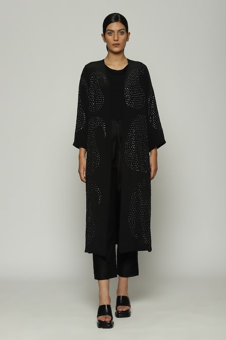 Abraham And Thakore Silk Paisley Embroidered Jacket 