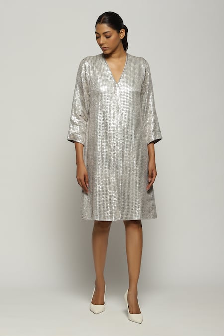 Abraham & Thakore Silk Sequin Work Jacket 