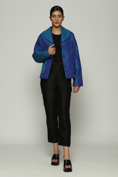 ABRAHAM AND THAKORE Silk Full Sleeve Quilted Jacket 