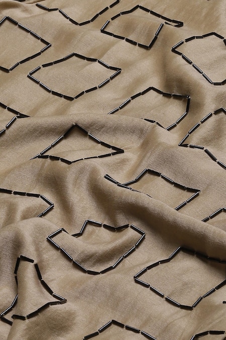 Abraham And Thakore_Brown Chanderi Beads Palazzo_at_Aza_Fashions