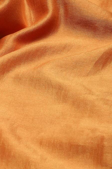 Shop_Abraham And Thakore_Orange Chanderi Tapered Pant _Online_at_Aza_Fashions