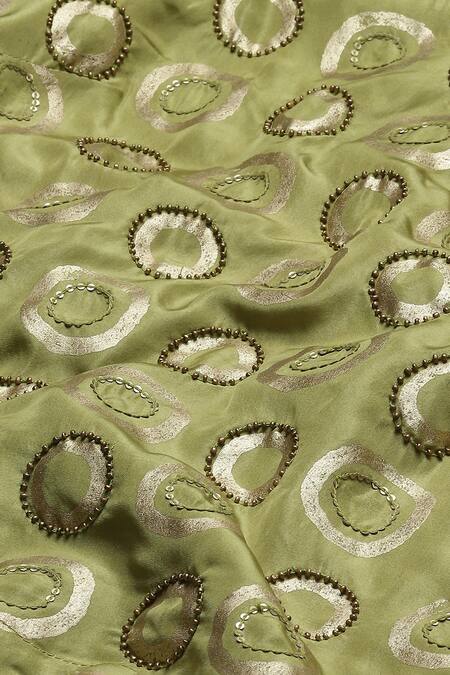 Abraham And Thakore Green Silk Sequins, Beads Circle Print Flared Pant at Aza Fashions Abraham And Thakore_Green Silk Sequins, Beads Circle Print Flared Pant_at_Aza_Fashions