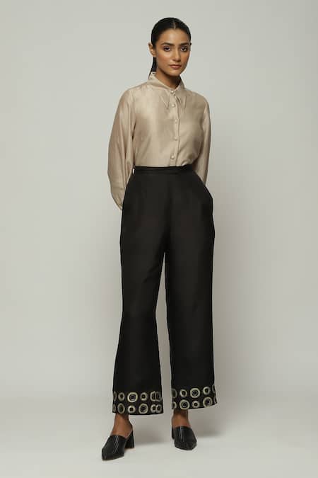 Buy Black Plus Size Parallel Pants Online - W for Woman