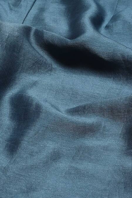 Abraham And Thakore Blue Chanderi Plain Tapered Pant at Aza Fashions Abraham And Thakore_Blue Chanderi Plain Tapered Pant_at_Aza_Fashions