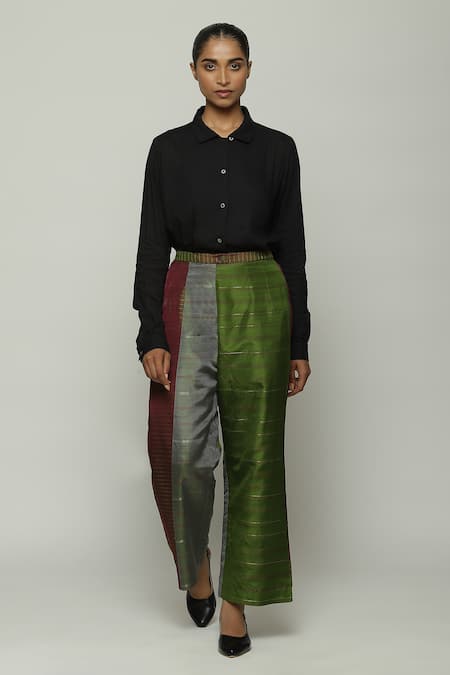 ABRAHAM AND THAKORE Silk Color Block Pant 