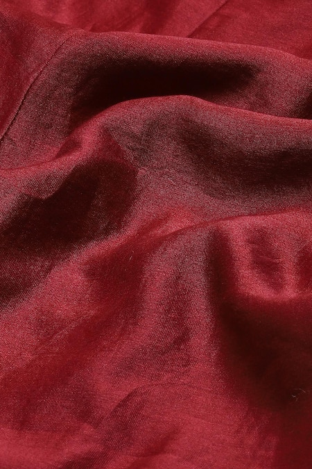 Shop_Abraham And Thakore_Wine Chanderi Flared Pant _Online_at_Aza_Fashions
