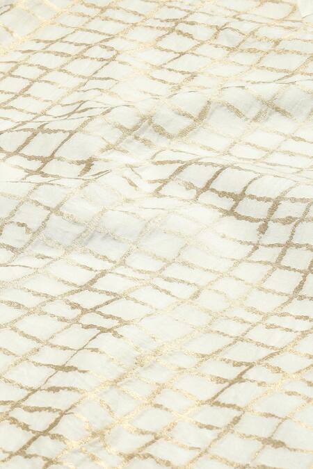Shop_Abraham And Thakore_Ivory Brocade Chequered Pattern Pant_Online_at_Aza_Fashions