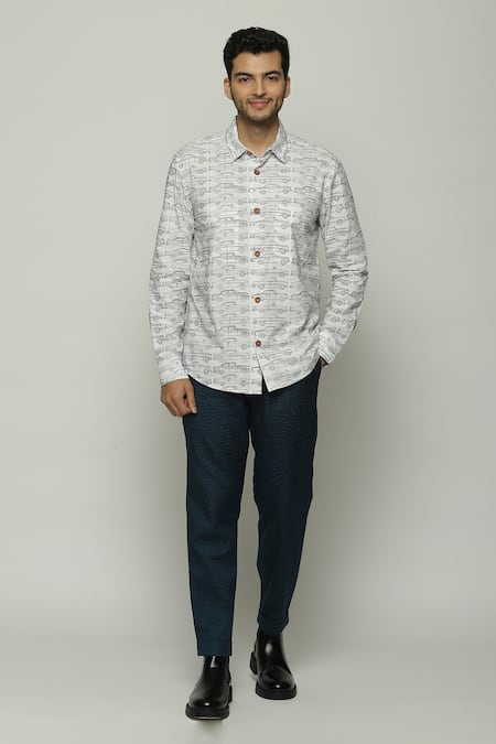 Abraham & Thakore Car Pattern Button Down Shirt 