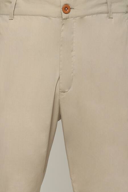 Abraham And Thakore Brown Poplin Solid Straight Trouser at Aza Fashions Abraham And Thakore_Brown Poplin Solid Straight Trouser_at_Aza_Fashions
