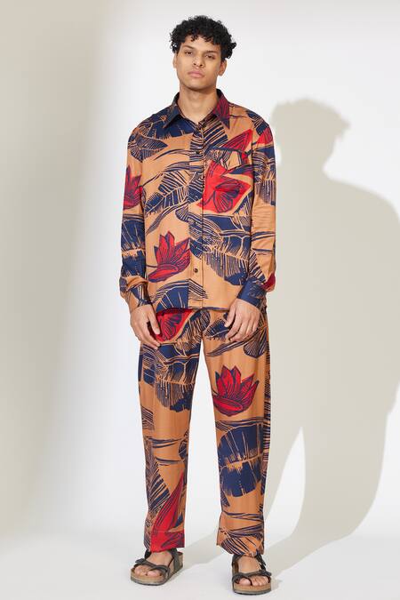 Buy_Koai_Brown Muslin Floral Pattern Casual Shirt _Online_at_Aza_Fashions