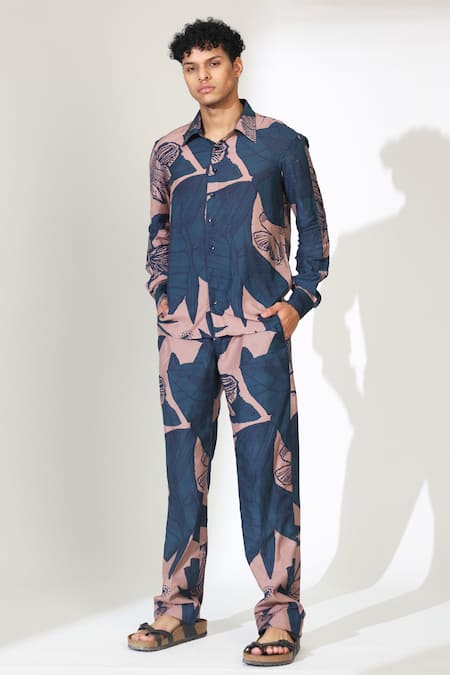 Koai_Orange Muslin, Cotton, Silk Floral Button Down Shirt _Online_at_Aza_Fashions