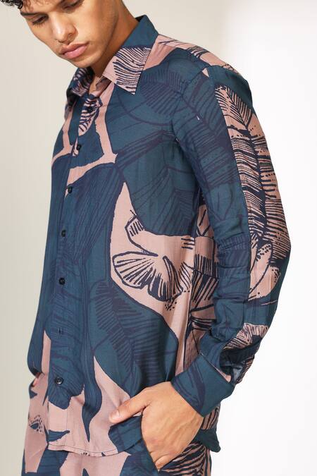 Buy_Koai_Orange Muslin, Cotton, Silk Floral Button Down Shirt _Online_at_Aza_Fashions