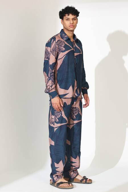 Koai_Orange Muslin, Cotton, Silk Floral Button Down Shirt _at_Aza_Fashions