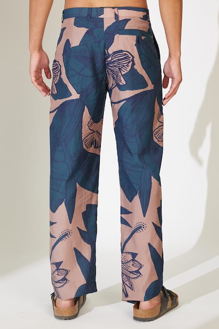 Koai Orange Muslin, Cotton, Silk Floral Leaf Pattern Pant at Aza Fashions Koai_Orange Muslin, Cotton, Silk Floral Leaf Pattern Pant _at_Aza_Fashions