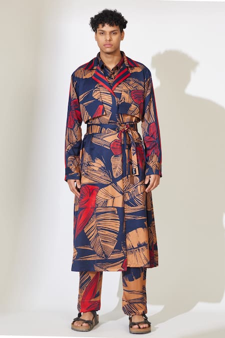 Koai Beige Muslin Embroidery Flower Pattern Cape Trench Jacket at Aza Fashions Koai_Beige Muslin Embroidery Flower Pattern Cape Trench Jacket _at_Aza_Fashions