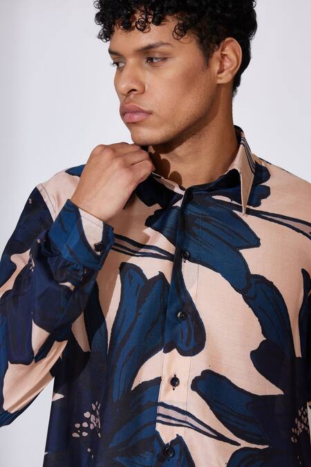Buy_Koai_Peach Cotton, Silk Embroidery Blossom Pattern Shirt 