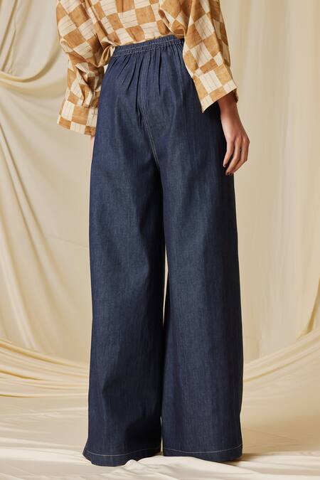 Buy_Cord_Blue Denim Lounge Flared Pant_Online_at_Aza_Fashions