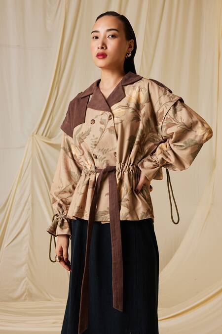 Cord_Multi Color Corduroy Embroidery Collared Zoey Floral Print Jacket_Online_at_Aza_Fashions