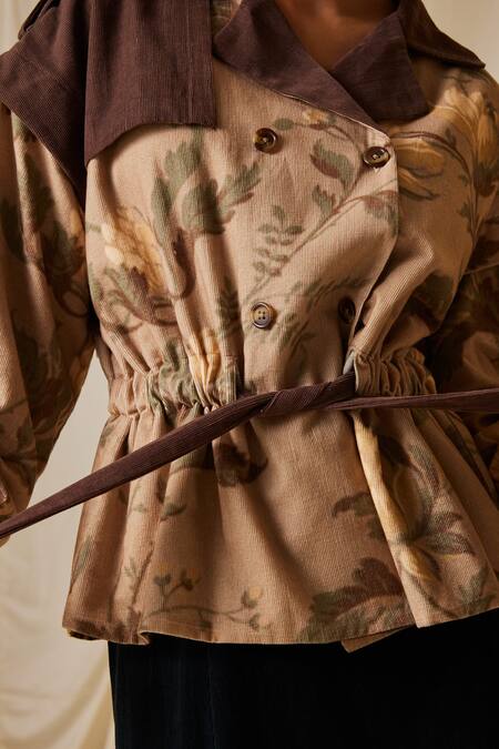 Buy_Cord_Multi Color Corduroy Embroidery Collared Zoey Floral Print Jacket_Online_at_Aza_Fashions