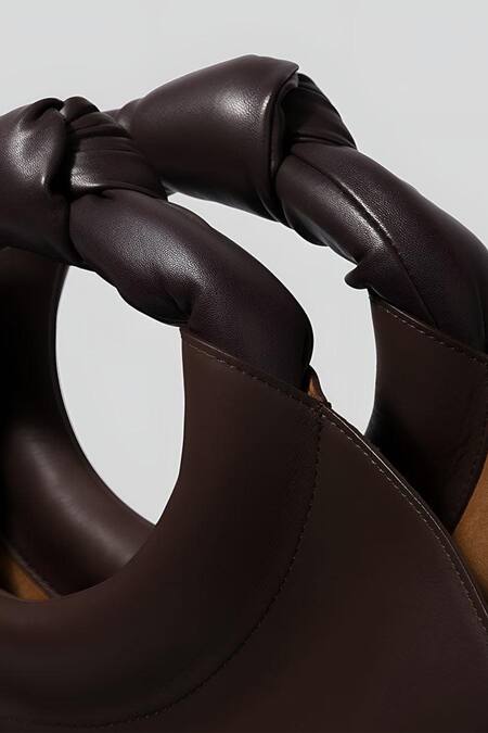 Pine And Drew_Brown Plain Vegan Leather Tote Bag_Online_at_Aza_Fashions