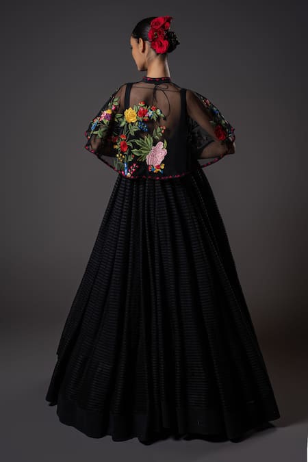 Rohit Bal Gardenia Embroidered Sheer Net Cape 
