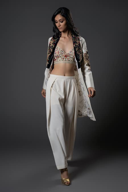 Rohit Bal Resham Work Jacket Pant Set 