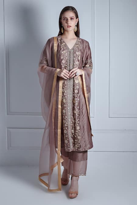 Radhika & Raghav Aafia Petunia Embroidered Kurta Pant Set 