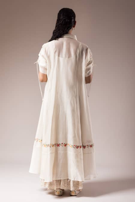 Prama By Pratima Pandey Silk Chanderi Hand Painted Embroidered Dress 