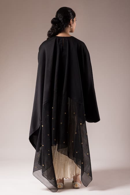 Shop Prama By Pratima Pandey Black Chanderi Embroidered Dori Round Kaftan With Inner at Aza Fashions Shop_Prama By Pratima Pandey_Black Chanderi Embroidered Dori Round Kaftan With Inner _at_Aza_Fashions