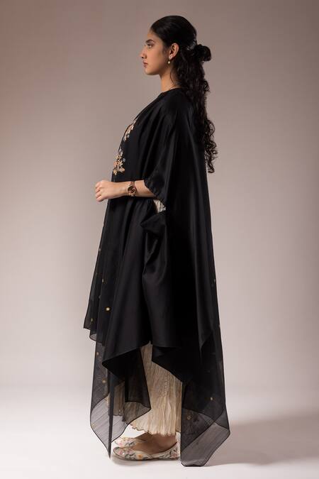 Buy Prama By Pratima Pandey Black Chanderi Embroidered Dori Round Kaftan With Inner Online at Aza Fashions Buy_Prama By Pratima Pandey_Black Chanderi Embroidered Dori Round Kaftan With Inner _Online_at_Aza_Fashions