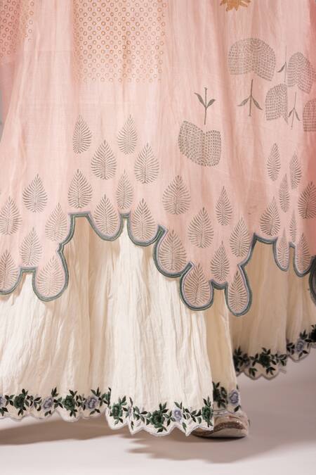 Buy Prama By Pratima Pandey Pink Silk Chanderi Embroidered Hand Block Print Dress With Inner Online at Aza Fashions Buy_Prama By Pratima Pandey_Pink Silk Chanderi Embroidered Hand Block Print Dress With Inner _Online_at_Aza_Fashions