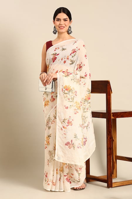 SAYISHA Floral Print Saree With Running Blouse 