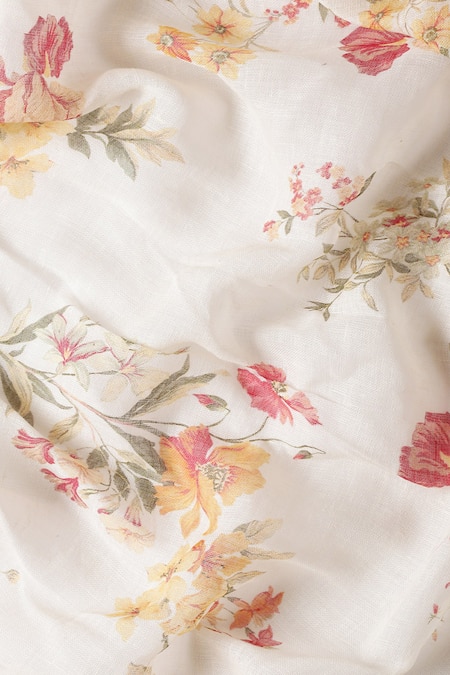 Shop_Sayisha_White Chiffon Printed Floral Saree With Running Blouse_Online_at_Aza_Fashions