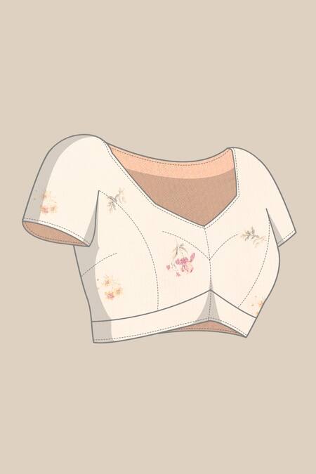 Sayisha_White Chiffon Printed Floral Saree With Running Blouse_at_Aza_Fashions