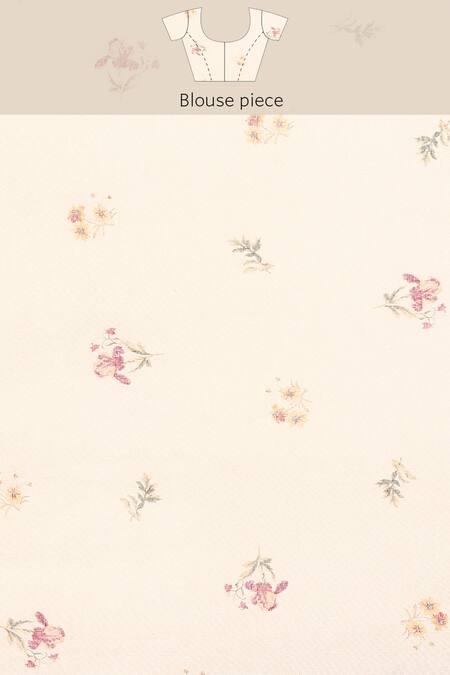 Buy_Sayisha_White Chiffon Printed Floral Saree With Running Blouse