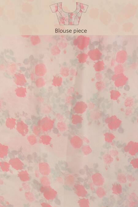 Sayisha White Silk Printed Flower Saree With Running Blouse Online at Aza Fashions Sayisha_White Silk Printed Flower Saree With Running Blouse_Online_at_Aza_Fashions