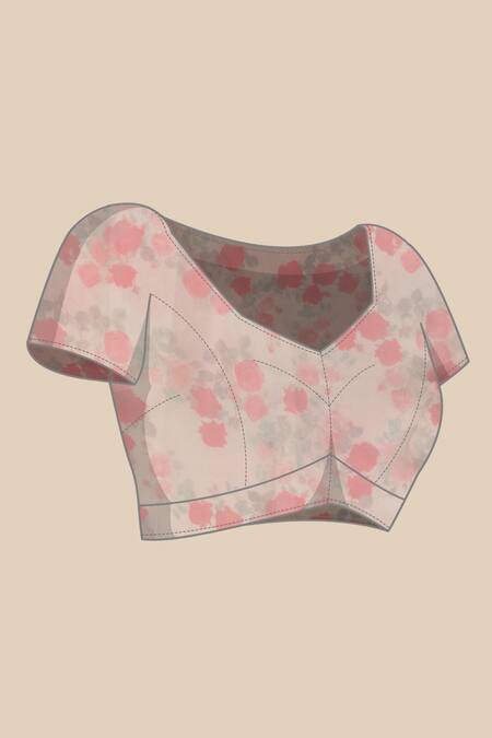 Buy Sayisha White Silk Printed Flower Saree With Running Blouse Buy_Sayisha_White Silk Printed Flower Saree With Running Blouse