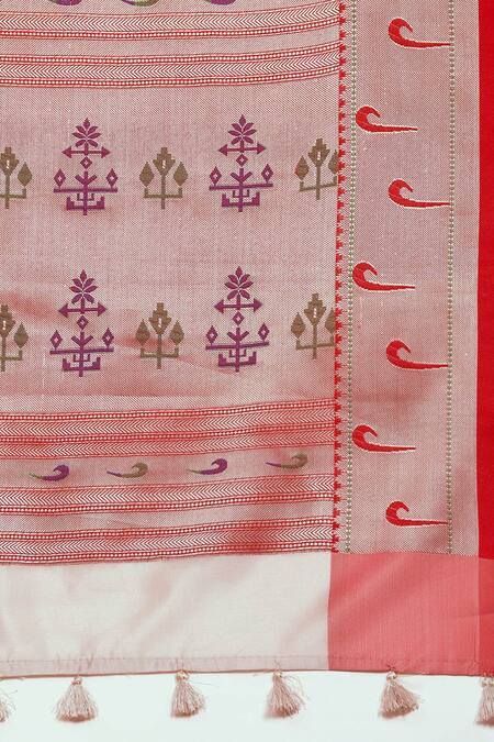 Shop_Sayisha_White Silk Printed Cow Saree With Running Blouse_Online_at_Aza_Fashions