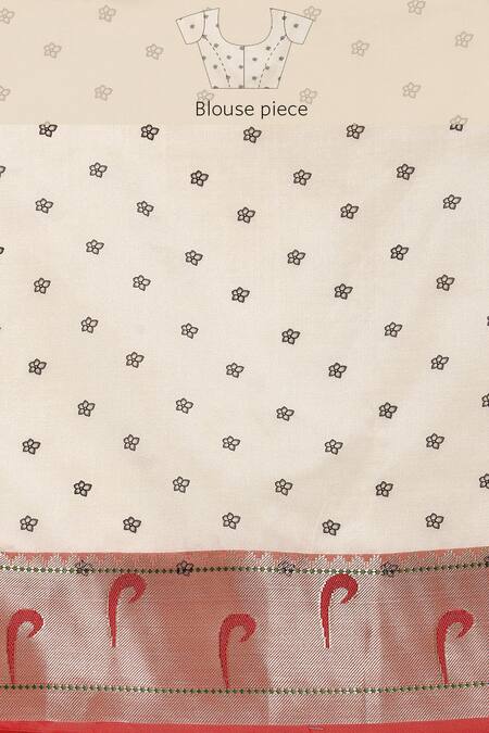 Buy_Sayisha_White Silk Printed Cow Saree With Running Blouse