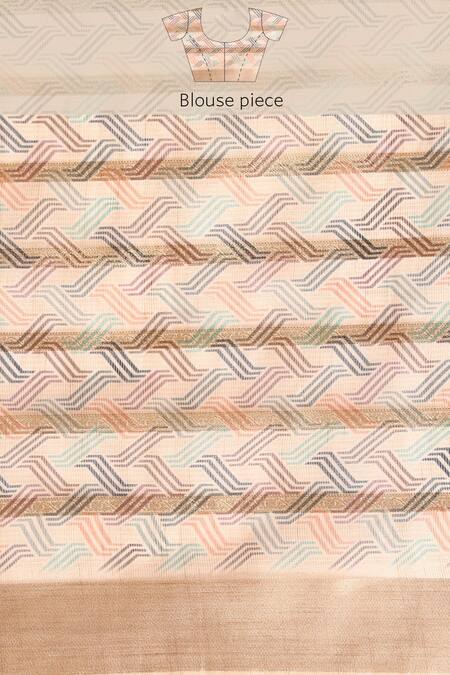 Sayisha Beige Organza Printed Abstract Saree With Running Blouse Online at Aza Fashions Sayisha_Beige Organza Printed Abstract Saree With Running Blouse_Online_at_Aza_Fashions